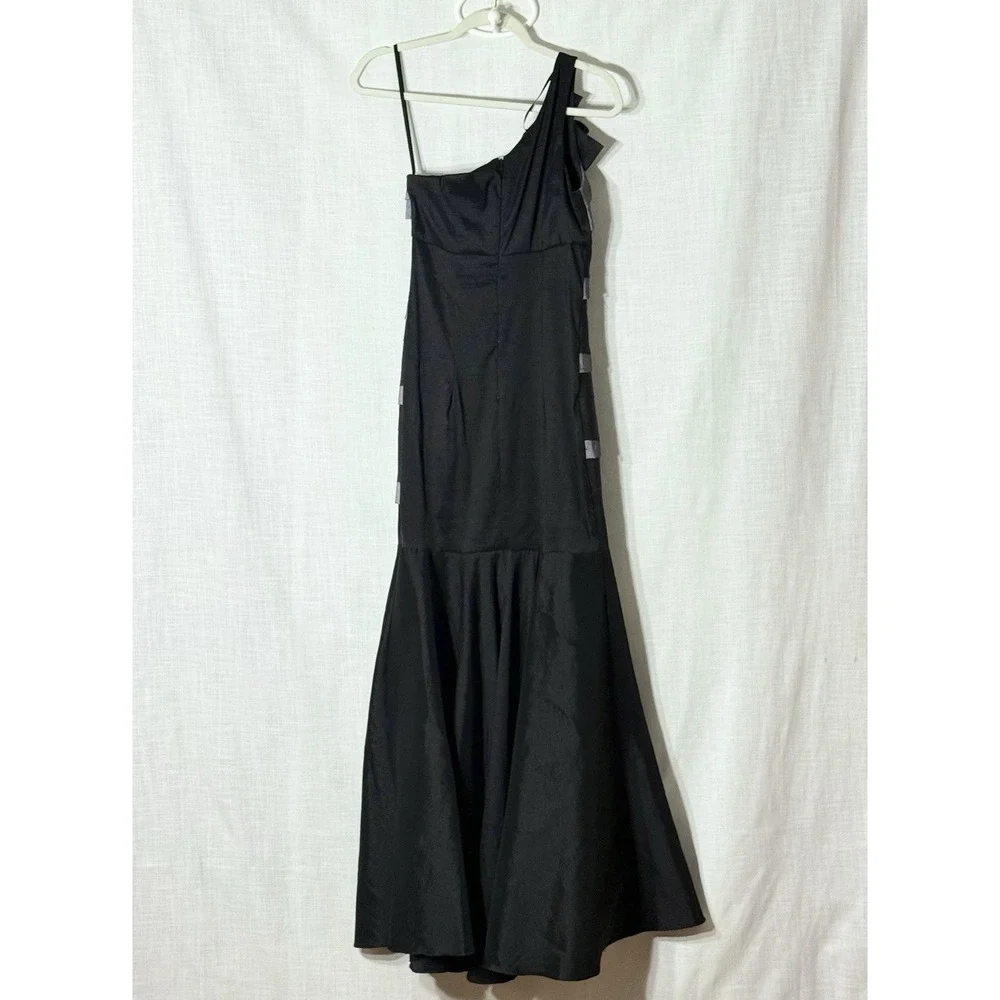 Betsy & Adam One Shoulder Mermaid Gown Black Gray Formal Prom Evening Dress 8‎ - Picture 6 of 10
